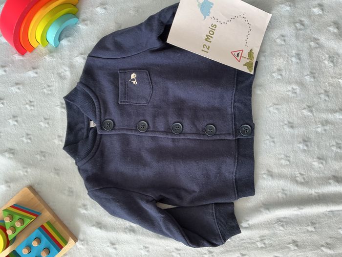 gilet à boutons marine poche poitrine 12 mois sans marque - photo numéro 3