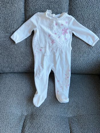 Pyjama / grenouillère velours blanc et rose Du Pareil Au Même