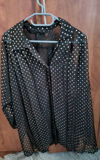 Chemise transparente noir a pois doré 46-48