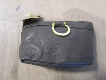 Porte monnaie en cuir d'agneau à zippe - Marron - Neuf - 11 x 7 cm