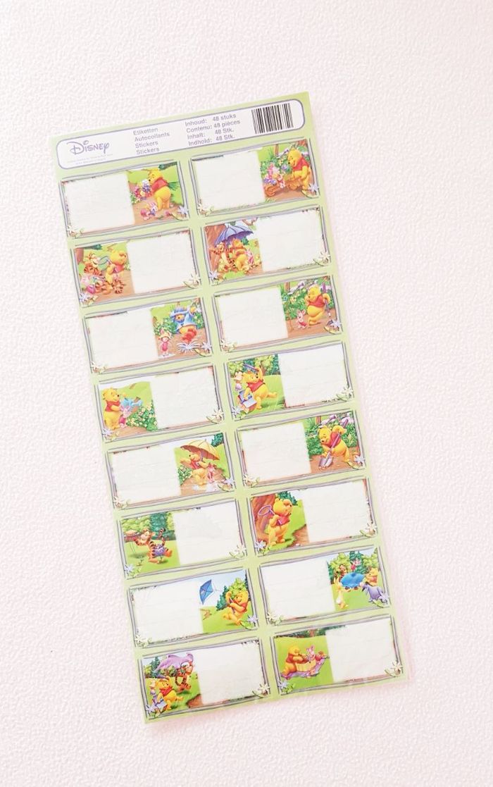 💌 48 étiquettes autocollantes - "Winnie l'Ourson" - Disney - Neuf 💌