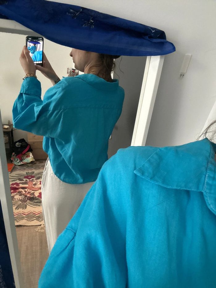 Chemise bleu lin Zara taille s - photo numéro 3