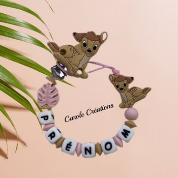 Attache tétine fille personnalisé en silicone bambi