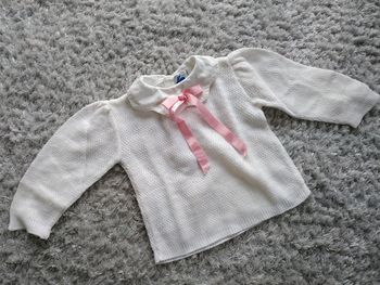 Pull blanc Coudémail 12 mois