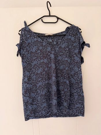 Tee-shirt bleu à motif – Taille M – Camaïeu – Neuf