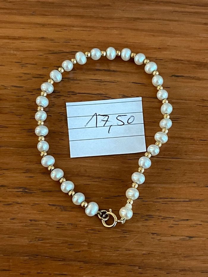 Bracelet boules marseillaises en or 750 poinçonné et perles - photo numéro 2