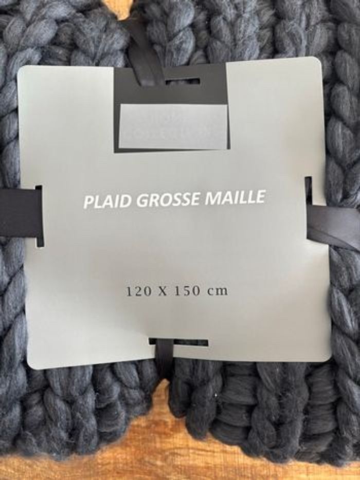Plaid Grosse Maille Tendance - Gris Anthracite - Neuf étiquette - photo numéro 3