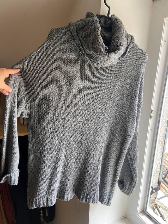 Gros pull col roulé gris - photo numéro 2
