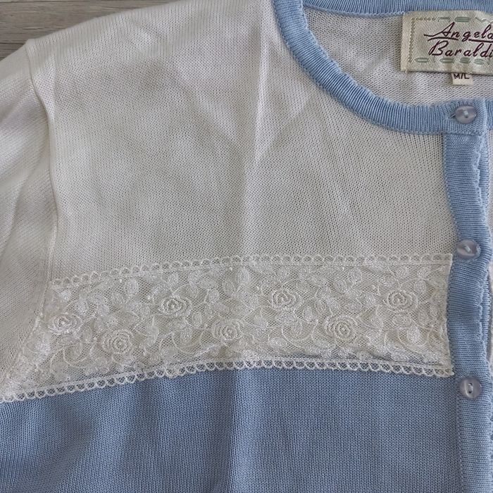 Gilet femme blanc et bleu Angela Baraldi taille M - photo numéro 3