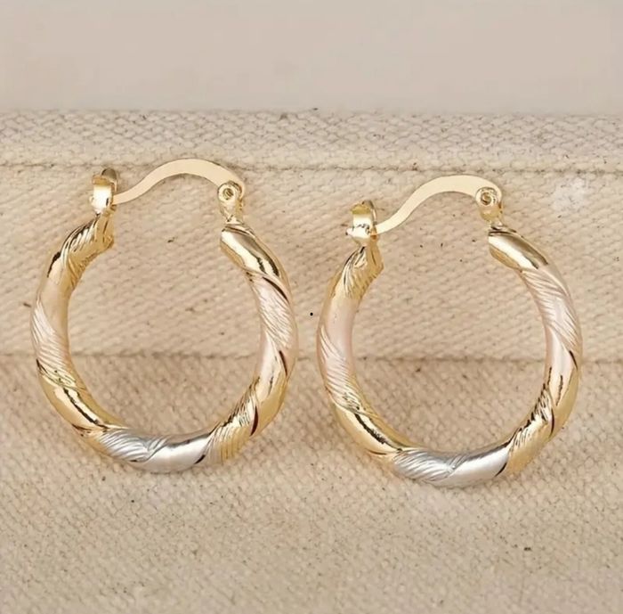 Boucles d'oreilles créoles tricolores en acier inoxydable - photo numéro 3
