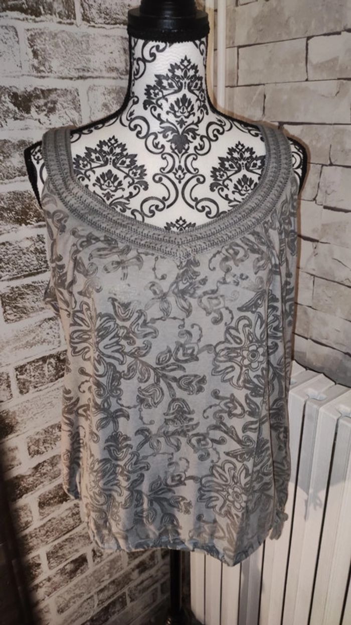 Joli débardeur gris transparent - Femme t.44 - Gémo