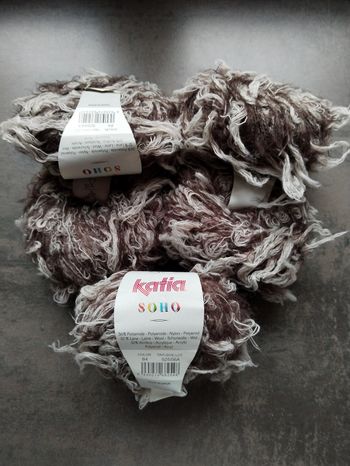 Lot de 5 pelotes Katia Soho - Coloris 84 Marron/Beige - Neuf