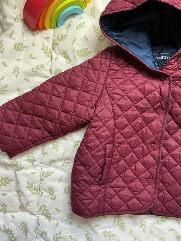 doudoune à capuche couleurs prune 12 mois bout'chou - photo numéro 4