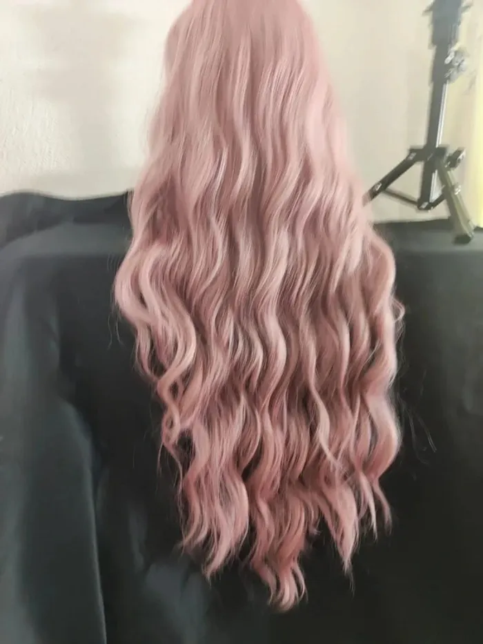 Perruque Naturelle Rose Pastel Luxe Tendance - photo numéro 4