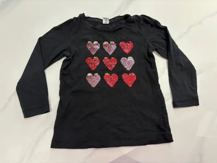T-shirt manches longues noir/rose/rouge cœur 3-4 ans > 104 cm Dopo dopo girls - photo numéro 2