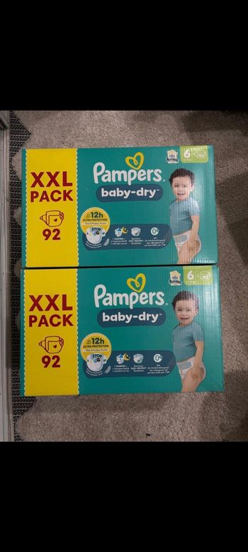 2 packs PAMPERS XXL T6 / 184 COUCHES 