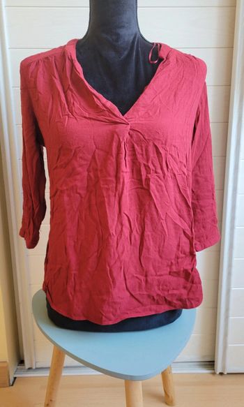 Blouse rouge manches 3/4 Etam