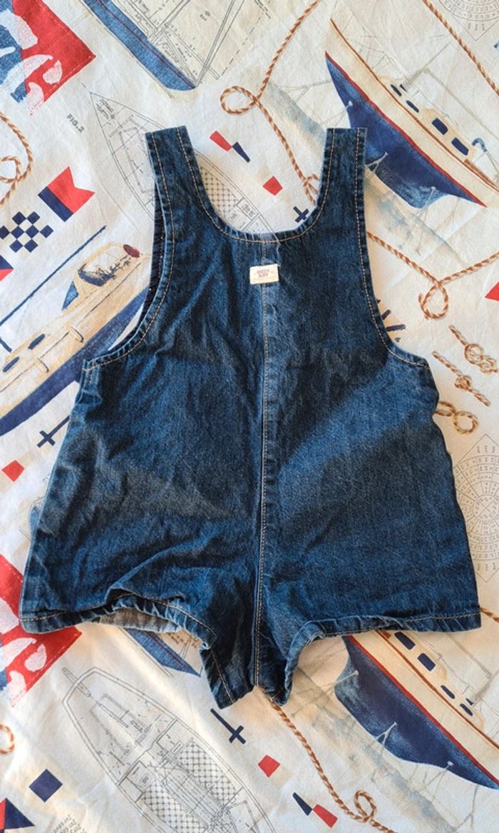 Salopette short en jean fille 24 mois - photo numéro 2