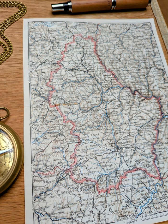 Imprimée en 1928, carte du Luxembourg, Vintage Authentique (cadre non inclus ) - photo numéro 6