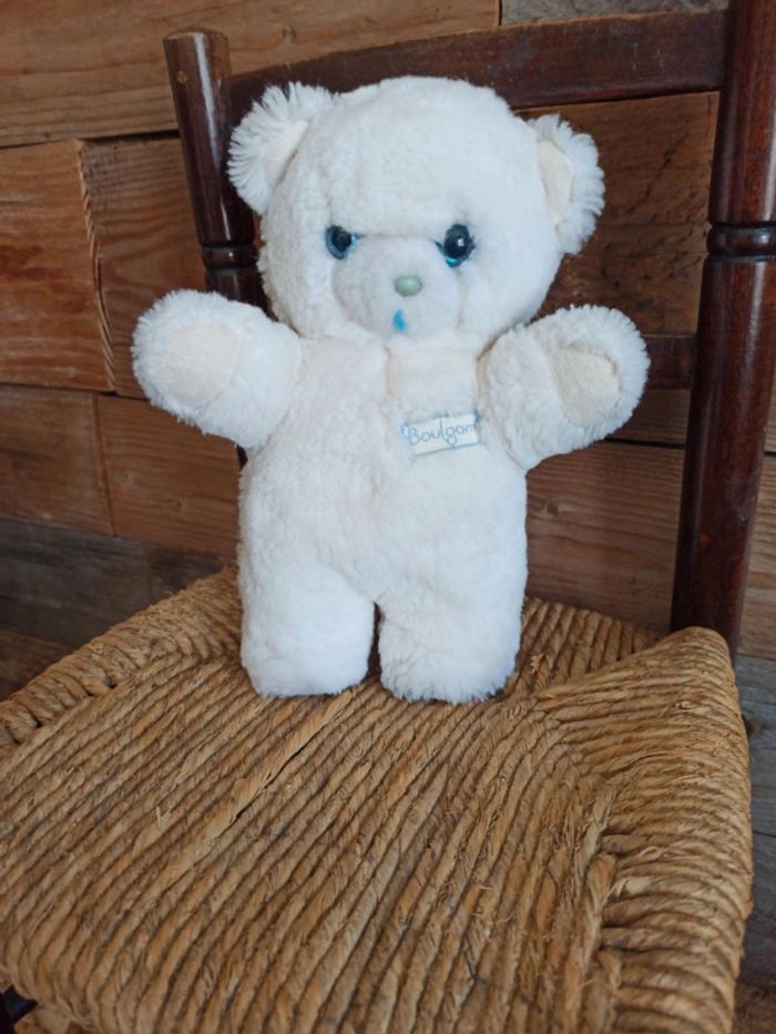 Peluche ours blanc hochet boulgom vintage tbe - photo numéro 2