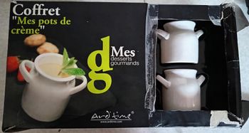 Coffret mes pots de crème: 6 pots de crème + 6 assiettes ardoises + 6 recettes