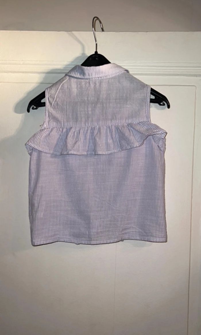 Chemise sans manches bleu rayé blanc à volant 6 ans - Benetton - photo numéro 3