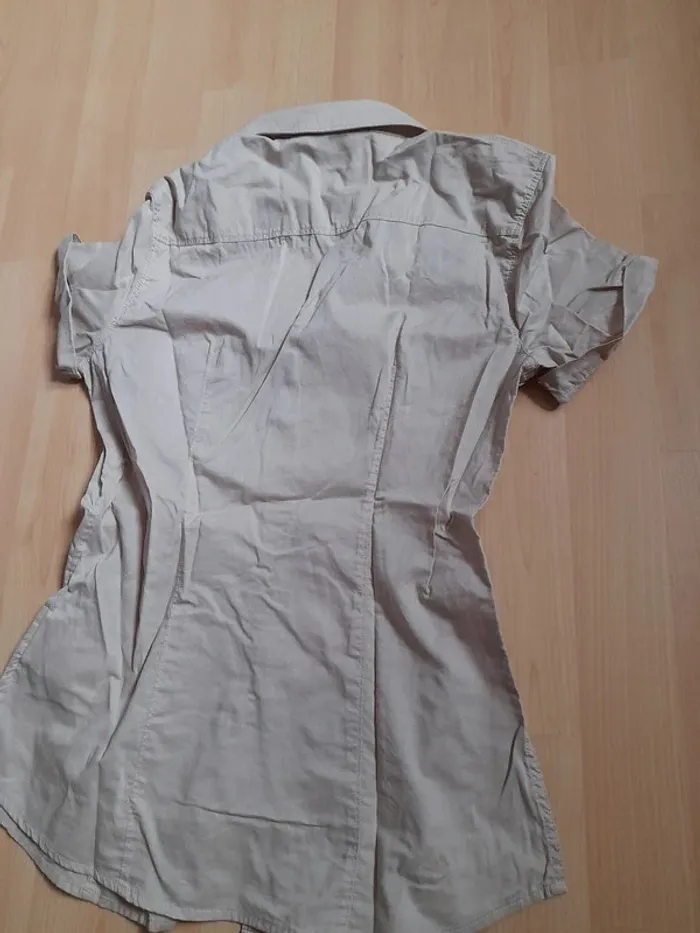 Chemise Camaïeu Beige 100% Coton - Manches Courtes - Taille XS - photo numéro 2