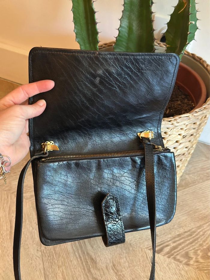 Sac bandoulière/pochette en cuir de croco noir authentique Jean Charles Paris (vintage 70s’) - photo numéro 5