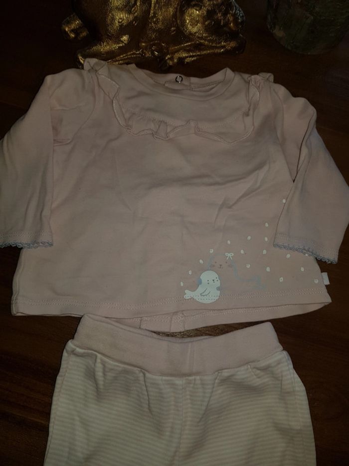 Ensemble rose pâle Absorba 6 mois fille - photo numéro 2