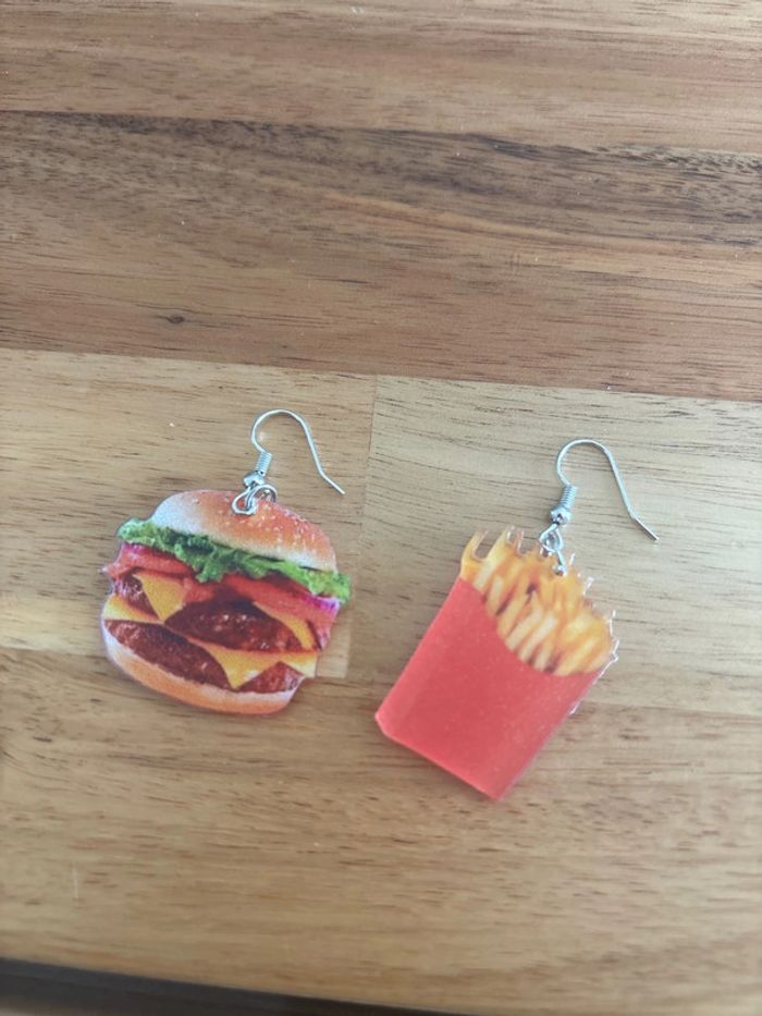 Boucles d’oreilles hamburger frites 🍔🍟 - photo numéro 3