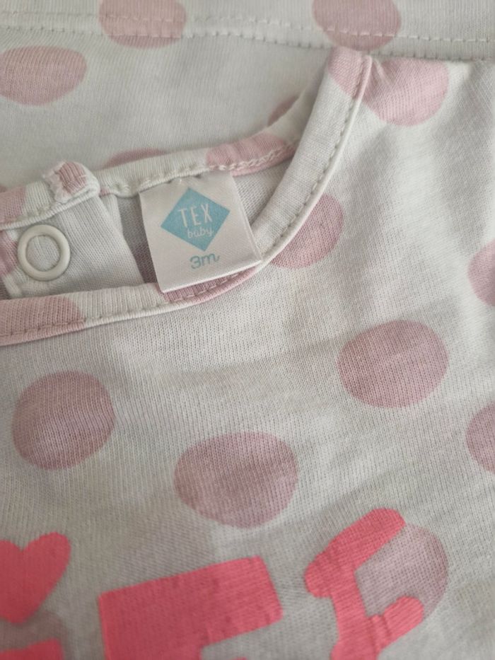 T-shirt manches longues bébé 3 mois Tex baby Coton - photo numéro 5