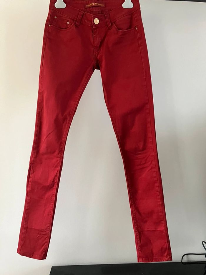 Pantalon slim rouge taille 38