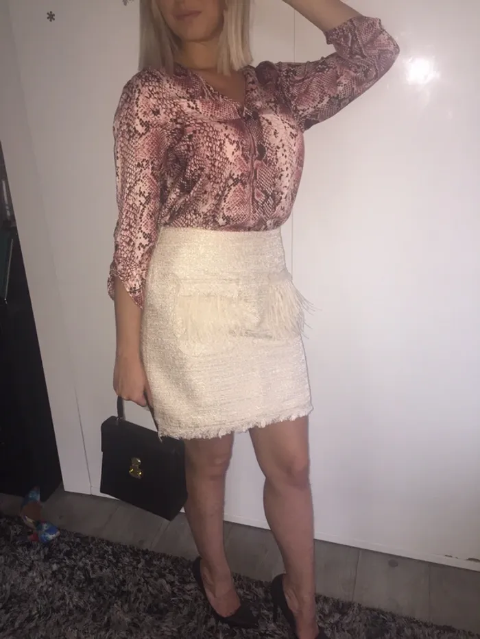 Blouse fluide imprimé Python rose - photo numéro 2