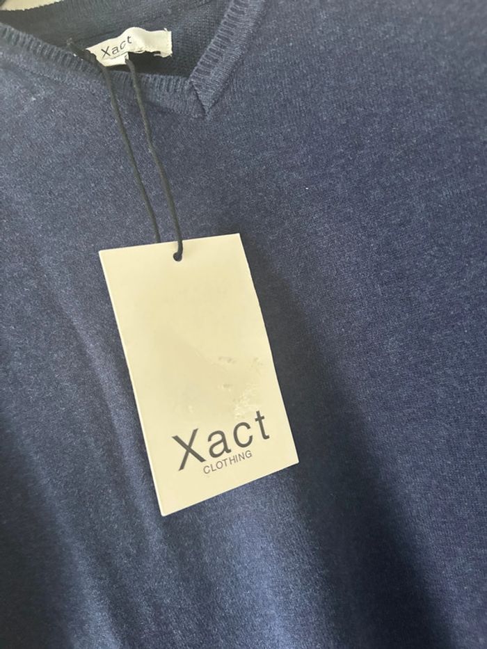 👕 Pull fin col en V - homme taille S - xact clothing- neuf avec étiquette - photo numéro 3