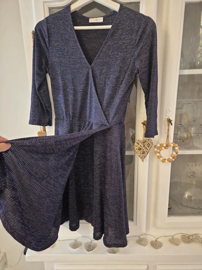 Magnifique robe cache cœur patineuse violette et argentées Cache Cache TS - photo numéro 3