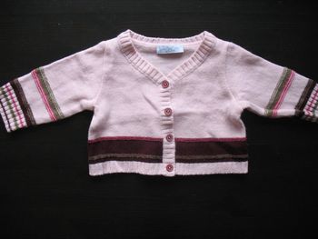 GILET ROSE PÂLE BÉBÉ FILLE "LAPIN BLEU" - 6 MOIS - n°04