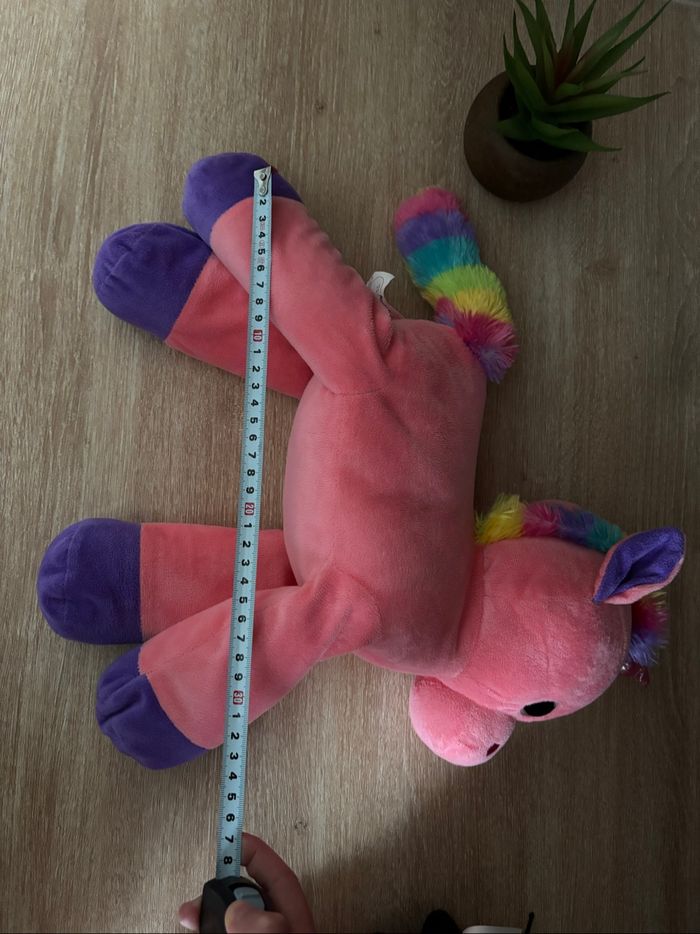 Peluche rose fluo licorne arc en ciel - photo numéro 5