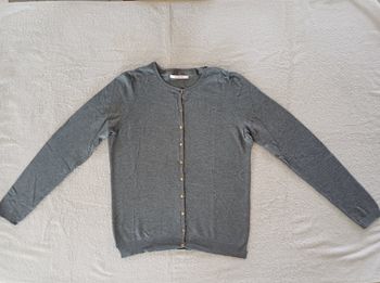 Gilet gris Camaïeu S (réf perso g-q46)(familleac72)