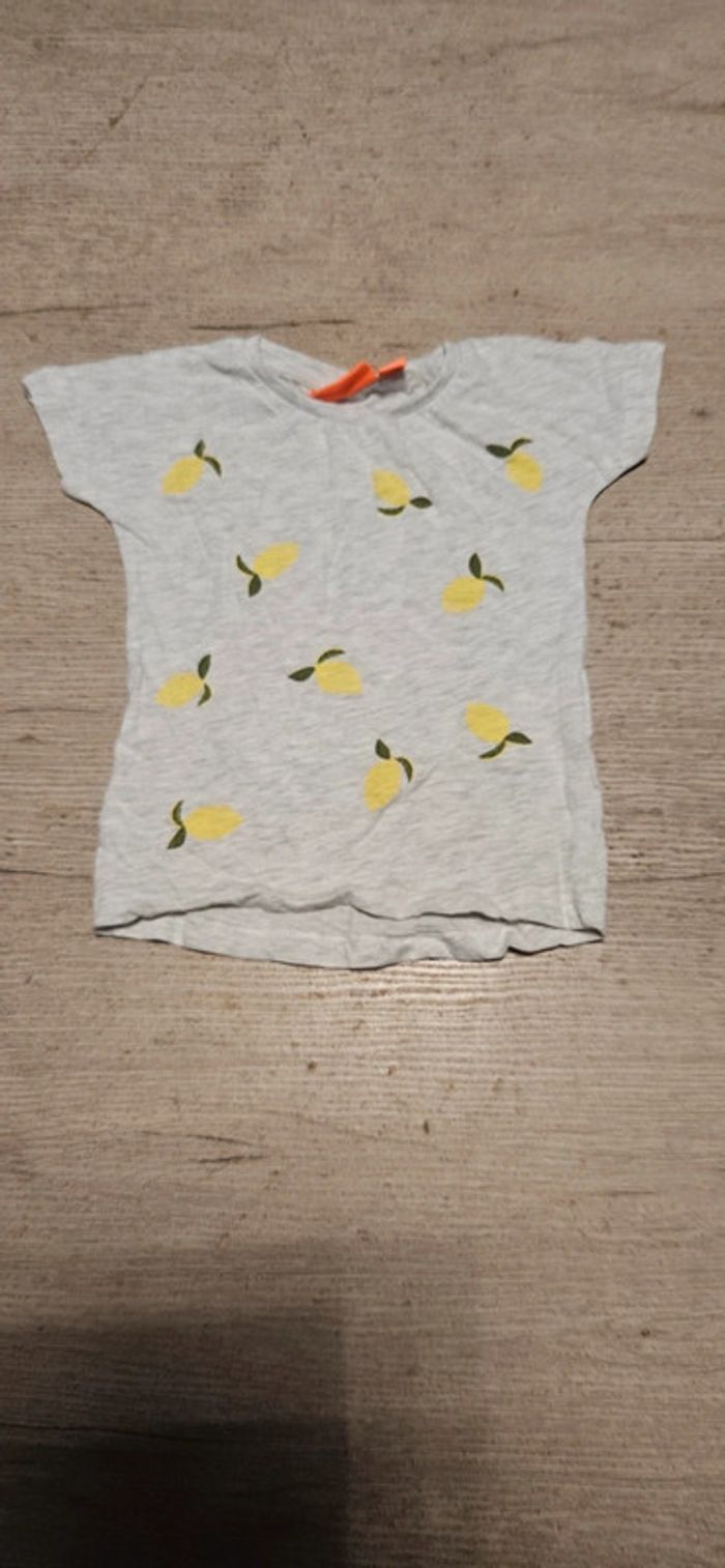 T shirt gris à manches courtes avec citron, Knot so bad, 2 ans, nickel