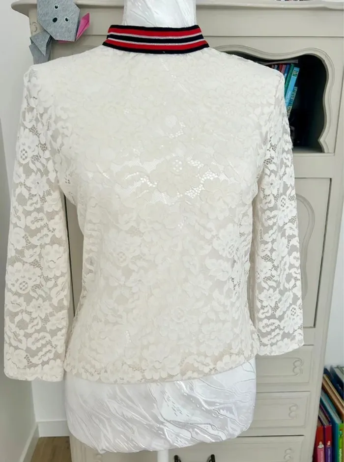 Superbe petit haut, blouse Morgan blanc en dentelle taille 36, S , 1 - photo numéro 3