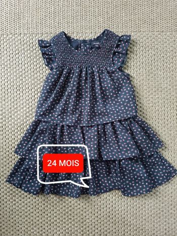 Robe à volants sans manche - bleue marine - 24 mois