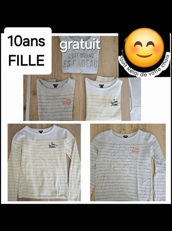 Lot de 2 pull fille 10 ans +1 gratuit