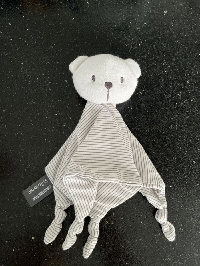 Doudou, ours, orchestra, blanc rayé gris - photo numéro 2