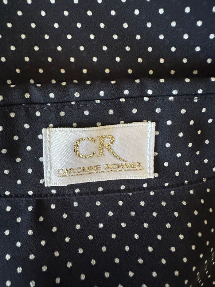 Chemisier à pois bleu marine et blanc Caroline Rohmer Vintage T38 M - photo numéro 7