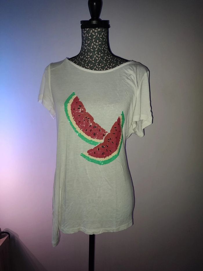 Tee-shirt blanc motif pastèque