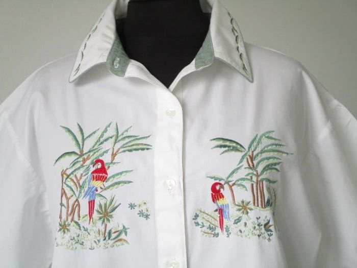 Chemise vintage perroquets 46/48 TBE - photo numéro 3