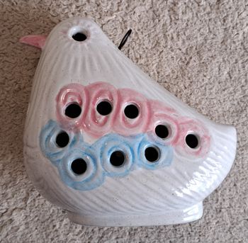 Ancien photophore en céramique - oiseau