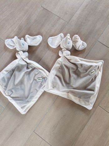 Doudou éléphant Dumbo DISNEY NICOTOY SIMBA mouchoir gris blanc yeux bleus
