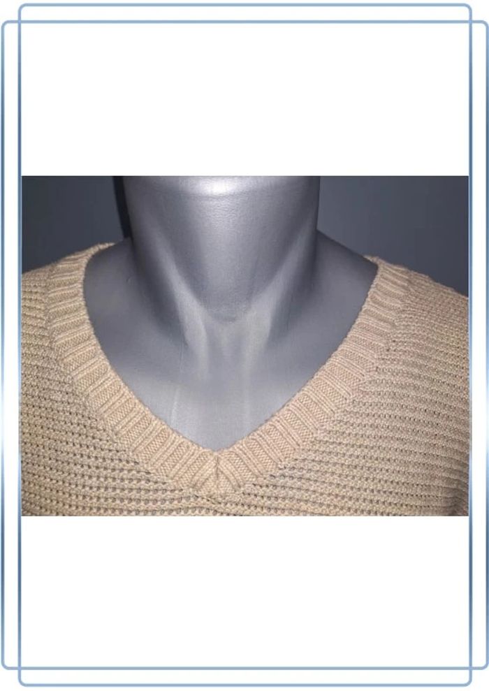 Pull vintage col V tommy hilfiger beige - homme - taille XL (125) - photo numéro 4