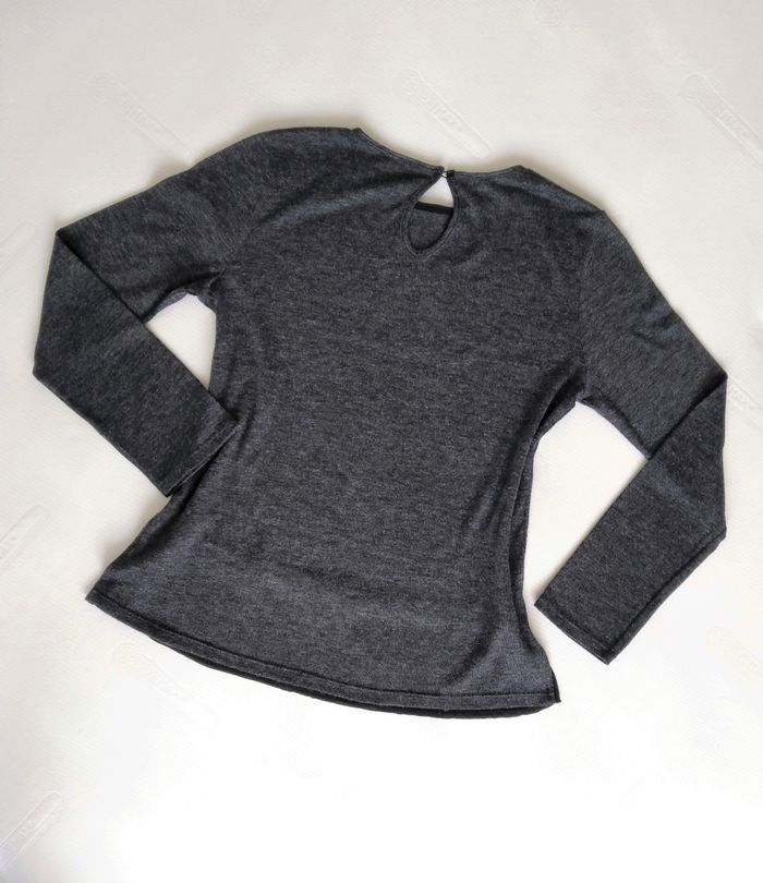 Pull gris à empiècement voile noir - Camaïeu - photo numéro 5